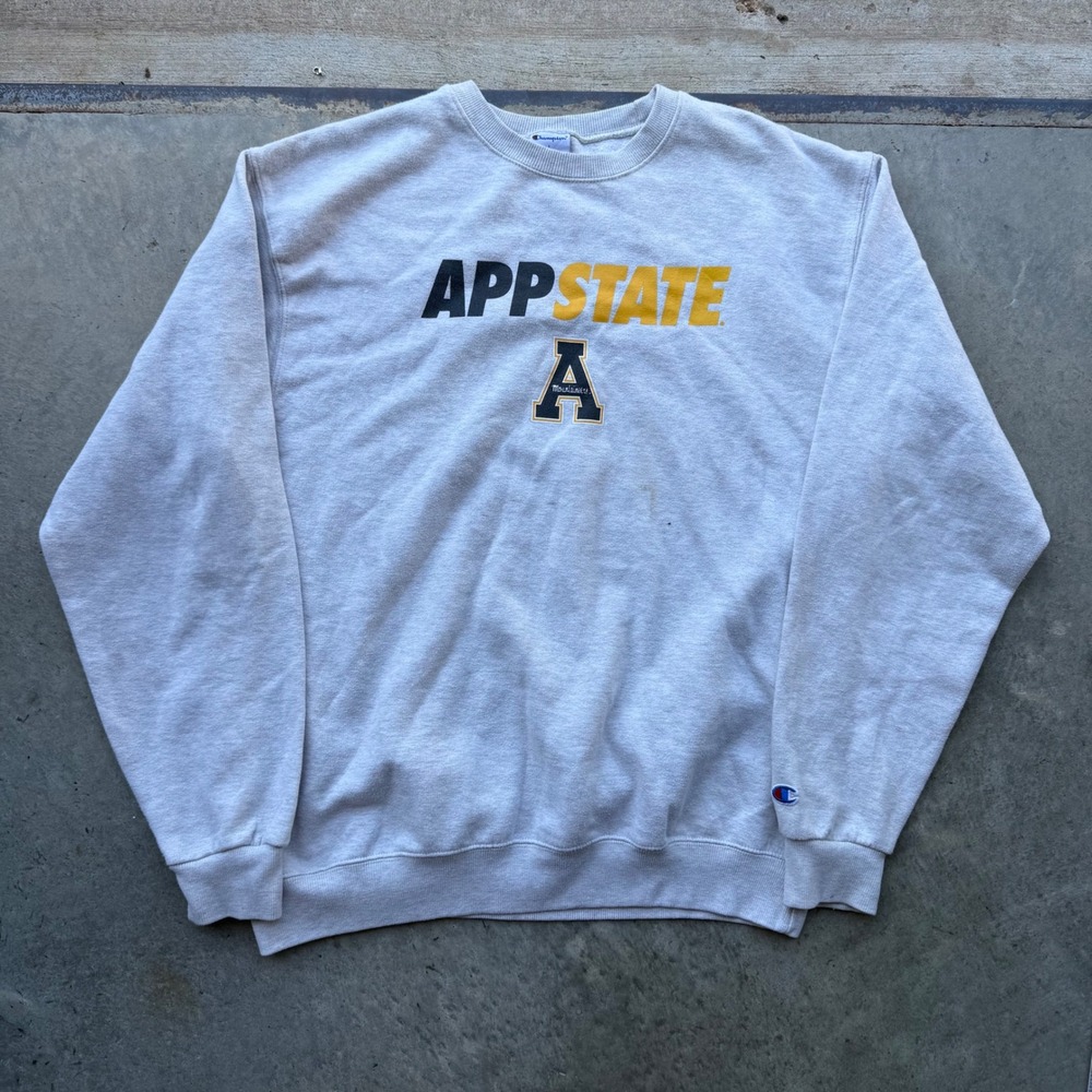 Champion App State Mountaineers Sweatshirt Gray Crewneck Large Appalachian State